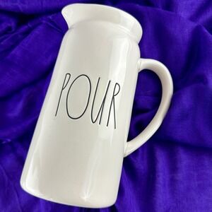 Rae Dunn Pitcher POUR White Kitchen Water Carafe Ceramic Artisan Collection‎ 9"